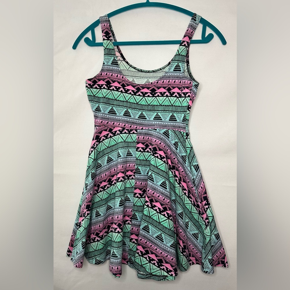 Victoria's Secret PINK Sleeveless Geometric Dress Green Blue Women's XS